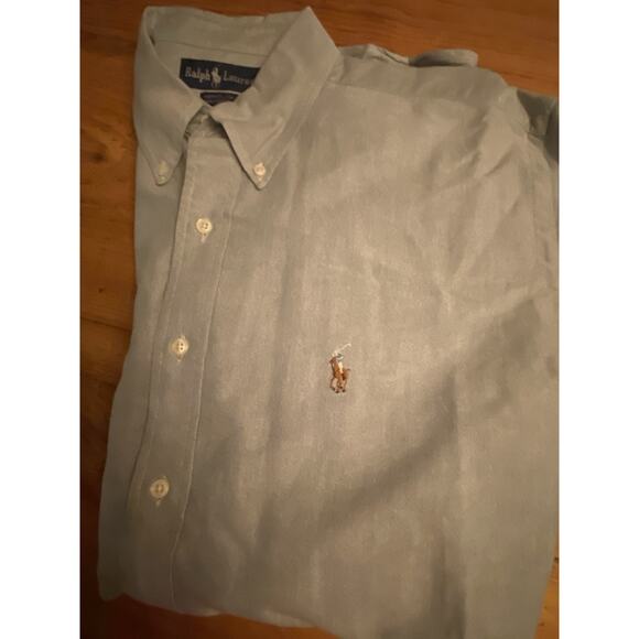 Ralph Lauren Button Down Blue Polo 15.5 (33) Logo Long Sleeve Yarmouth - Picture 9 of 9
